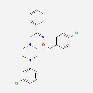 molecular formula C25H25Cl2N3O B2493876 2-[4-(3-chlorophenyl)piperazino]-1-phenyl-1-ethanone O-(4-chlorobenzyl)oxime CAS No. 250714-08-0