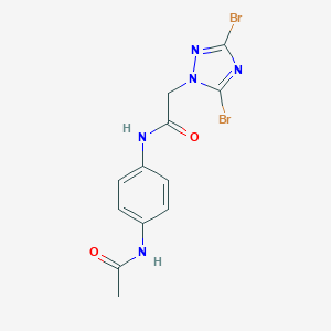 molecular formula C12H11Br2N5O2 B249388 N-[4-(acetylamino)phenyl]-2-(3,5-dibromo-1H-1,2,4-triazol-1-yl)acetamide 