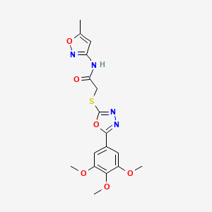 molecular formula C17H18N4O6S B2493887 N-(5-methylisoxazol-3-yl)-2-((5-(3,4,5-trimethoxyphenyl)-1,3,4-oxadiazol-2-yl)thio)acetamide CAS No. 851129-33-4