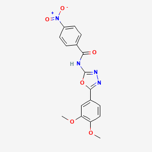 molecular formula C17H14N4O6 B2493888 N-[5-(3,4-dimethoxyphenyl)-1,3,4-oxadiazol-2-yl]-4-nitrobenzamide CAS No. 899982-58-2