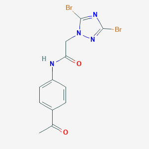 molecular formula C12H10Br2N4O2 B249389 N-(4-acetylphenyl)-2-(3,5-dibromo-1H-1,2,4-triazol-1-yl)acetamide 