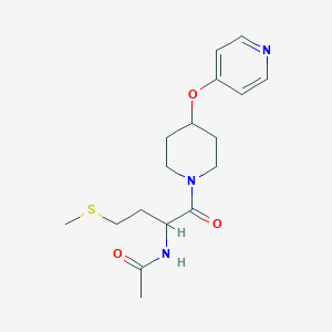 molecular formula C17H25N3O3S B2493890 N-(4-(methylthio)-1-oxo-1-(4-(pyridin-4-yloxy)piperidin-1-yl)butan-2-yl)acetamide CAS No. 2034207-72-0