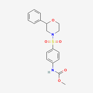 molecular formula C18H20N2O5S B2493891 Methyl (4-((2-phenylmorpholino)sulfonyl)phenyl)carbamate CAS No. 1798027-20-9