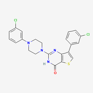 molecular formula C22H18Cl2N4OS B2493901 7-(3-氯苯基)-2-[4-(3-氯苯基)哌嗪-1-基]噻吩[3,2-d]嘧啶-4(3H)-酮 CAS No. 1242866-11-0