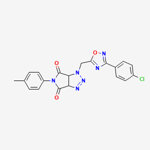 molecular formula C20H15ClN6O3 B2493908 1-((3-(4-chlorophenyl)-1,2,4-oxadiazol-5-yl)methyl)-5-(p-tolyl)-1,6a-dihydropyrrolo[3,4-d][1,2,3]triazole-4,6(3aH,5H)-dione CAS No. 1207046-99-8