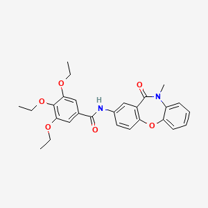 molecular formula C27H28N2O6 B2493925 3,4,5-三乙氧基-N-(10-甲基-11-氧代-10,11-二氢二苯并[b,f][1,4]噁唑-2-基)苯甲酰胺 CAS No. 922028-84-0