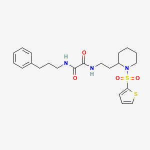 molecular formula C22H29N3O4S2 B2493927 N1-(3-phenylpropyl)-N2-(2-(1-(thiophen-2-ylsulfonyl)piperidin-2-yl)ethyl)oxalamide CAS No. 898415-93-5