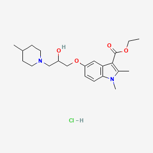 molecular formula C22H33ClN2O4 B2493932 ethyl 5-(2-hydroxy-3-(4-methylpiperidin-1-yl)propoxy)-1,2-dimethyl-1H-indole-3-carboxylate hydrochloride CAS No. 1052407-31-4