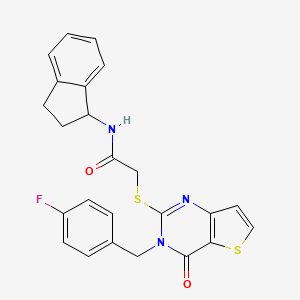 molecular formula C24H20FN3O2S2 B2493937 N-(2,3-dihydro-1H-inden-1-yl)-2-({3-[(4-fluorophenyl)methyl]-4-oxo-3H,4H-thieno[3,2-d]pyrimidin-2-yl}sulfanyl)acetamide CAS No. 1252903-31-3