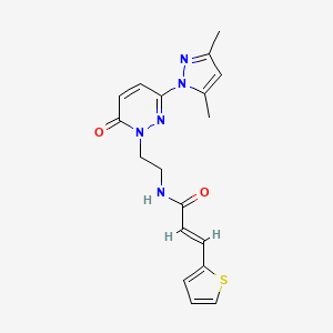 molecular formula C18H19N5O2S B2493940 (E)-N-(2-(3-(3,5-二甲基-1H-吡唑-1-基)-6-氧代吡啶并[1,2,4]嘧啶-1(6H)-基)乙基)-3-(噻吩-2-基)丙烯酰胺 CAS No. 1396893-12-1
