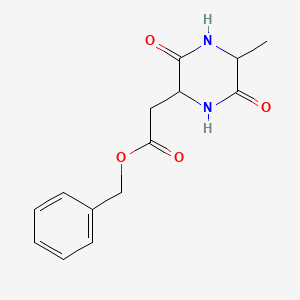 molecular formula C14H16N2O4 B2493946 Benzyl 2-(5-methyl-3,6-dioxopiperazin-2-yl)acetate CAS No. 397847-81-3