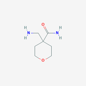 molecular formula C7H14N2O2 B2493949 4-(aminomethyl)tetrahydro-2H-pyran-4-carboxamide CAS No. 1030364-98-7