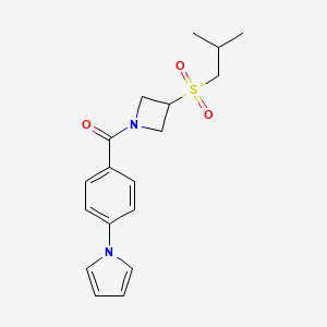 molecular formula C18H22N2O3S B2493951 (4-(1H-吡咯-1-基)苯基)(3-(异丁基磺酰)氮杂环丁烷-1-基)甲酮 CAS No. 1797632-81-5