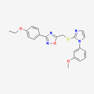 molecular formula C21H20N4O3S B2493952 3-(4-ethoxyphenyl)-5-(((1-(3-methoxyphenyl)-1H-imidazol-2-yl)thio)methyl)-1,2,4-oxadiazole CAS No. 1111966-06-3