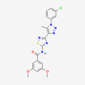 molecular formula C20H17ClN6O3S B2493954 N-{3-[1-(3-chlorophenyl)-5-methyl-1H-1,2,3-triazol-4-yl]-1,2,4-thiadiazol-5-yl}-3,5-dimethoxybenzamide CAS No. 895107-49-0