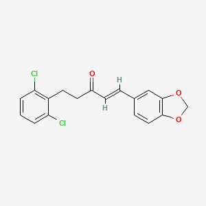 molecular formula C18H14Cl2O3 B2493956 (E)-1-(1,3-benzodioxol-5-yl)-5-(2,6-dichlorophenyl)-1-penten-3-one CAS No. 477859-70-4