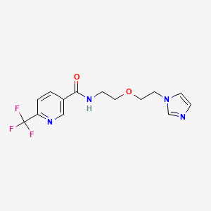 molecular formula C14H15F3N4O2 B2493973 N-(2-(2-(1H-imidazol-1-yl)ethoxy)ethyl)-6-(trifluoromethyl)nicotinamide CAS No. 2034225-10-8