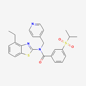 molecular formula C25H25N3O3S2 B2493976 N-(4-乙基苯并[d]噻唑-2-基)-3-(异丙基磺酰)-N-(吡啶-4-基甲基)苯甲酰胺 CAS No. 923682-44-4