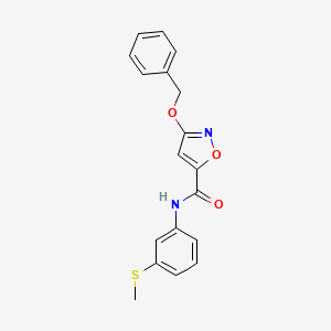 molecular formula C18H16N2O3S B2493984 3-(benzyloxy)-N-(3-(methylthio)phenyl)isoxazole-5-carboxamide CAS No. 1448028-68-9