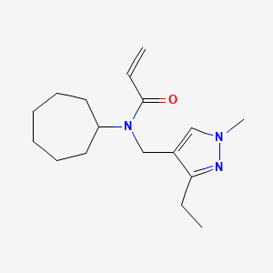 N-cycloheptyl-N-[(3-ethyl-1-methyl-1H-pyrazol-4-yl)methyl]prop-2-enamide