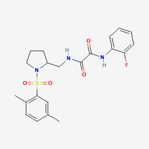 molecular formula C21H24FN3O4S B2493993 N1-((1-((2,5-dimethylphenyl)sulfonyl)pyrrolidin-2-yl)methyl)-N2-(2-fluorophenyl)oxalamide CAS No. 896287-12-0