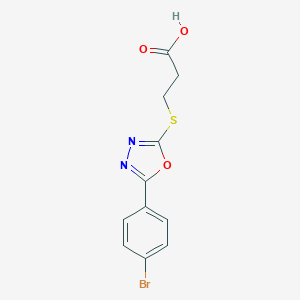 molecular formula C11H9BrN2O3S B249400 3-{[5-(4-Bromophenyl)-1,3,4-oxadiazol-2-yl]sulfanyl}propanoic acid 