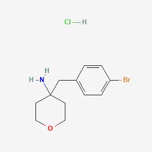 molecular formula C12H17BrClNO B2494001 4-[(4-溴苯基)甲基]氧杂-4-胺盐酸盐 CAS No. 1385696-37-6