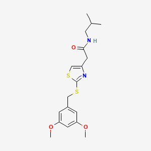 molecular formula C18H24N2O3S2 B2494002 2-(2-((3,5-dimethoxybenzyl)thio)thiazol-4-yl)-N-isobutylacetamide CAS No. 941922-29-8