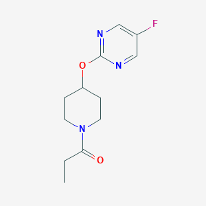 molecular formula C12H16FN3O2 B2494005 1-[4-(5-Fluoropyrimidin-2-yl)oxypiperidin-1-yl]propan-1-one CAS No. 2380182-69-2