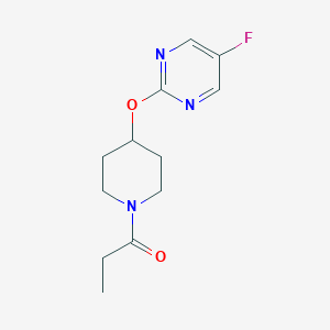 molecular formula C12H16FN3O2 B2494005 1-{4-[(5-Fluoropyrimidin-2-yl)oxy]piperidin-1-yl}propan-1-one CAS No. 2380182-69-2