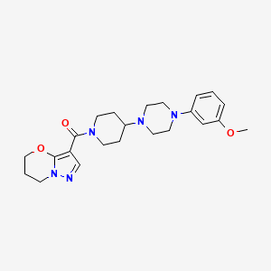 molecular formula C23H31N5O3 B2494006 (6,7-dihydro-5H-pyrazolo[5,1-b][1,3]oxazin-3-yl)(4-(4-(3-methoxyphenyl)piperazin-1-yl)piperidin-1-yl)methanone CAS No. 2034557-86-1