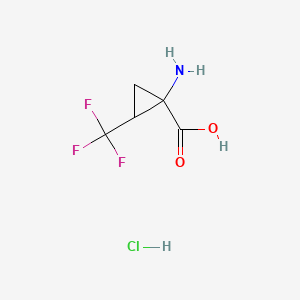 molecular formula C5H7ClF3NO2 B2494014 1-Amino-2-(trifluoromethyl)cyclopropane-1-carboxylic acid hydrochloride CAS No. 1047631-90-2; 1047632-00-7; 1893458-11-1