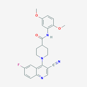 molecular formula C24H23FN4O3 B2494016 1-(3-cyano-6-fluoroquinolin-4-yl)-N-(2,5-dimethoxyphenyl)piperidine-4-carboxamide CAS No. 1207025-66-8