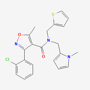 molecular formula C22H20ClN3O2S B2494018 3-(2-chlorophenyl)-5-methyl-N-((1-methyl-1H-pyrrol-2-yl)methyl)-N-(thiophen-2-ylmethyl)isoxazole-4-carboxamide CAS No. 1286712-04-6