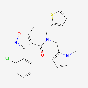 molecular formula C22H20ClN3O2S B2494018 3-(2-氯苯基)-5-甲基-N-((1-甲基-1H-吡咯-2-基)甲基)-N-(噻吩-2-基甲基)异噁唑-4-甲酰胺 CAS No. 1286712-04-6