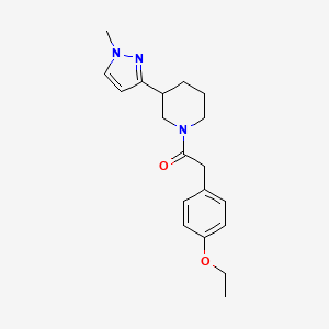 molecular formula C19H25N3O2 B2494032 2-(4-ethoxyphenyl)-1-(3-(1-methyl-1H-pyrazol-3-yl)piperidin-1-yl)ethanone CAS No. 2034556-39-1