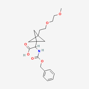 molecular formula C20H27NO6 B2494033 2-[3-[2-(2-Methoxyethoxy)ethyl]-1-bicyclo[1.1.1]pentanyl]-2-(phenylmethoxycarbonylamino)acetic acid CAS No. 2287265-76-1