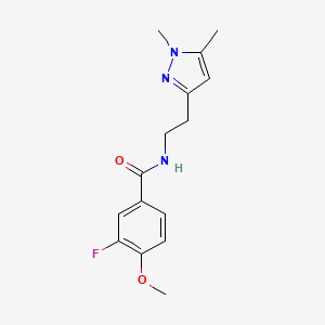 molecular formula C15H18FN3O2 B2494036 N-(2-(1,5-dimethyl-1H-pyrazol-3-yl)ethyl)-3-fluoro-4-methoxybenzamide CAS No. 2034634-10-9