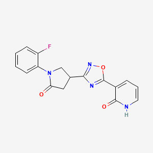 molecular formula C17H13FN4O3 B2494044 1-(2-氟苯基)-4-[5-(2-羟基吡啶-3-基)-1,2,4-噁二唑-3-基]吡咯啉-2-酮 CAS No. 1171241-06-7