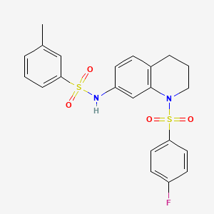 molecular formula C22H21FN2O4S2 B2494058 N-(1-((4-氟苯基)磺酰)-1,2,3,4-四氢喹啉-7-基)-3-甲基苯磺酰胺 CAS No. 951519-58-7