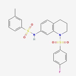 molecular formula C22H21FN2O4S2 B2494058 N-[1-(4-fluorobenzenesulfonyl)-1,2,3,4-tetrahydroquinolin-7-yl]-3-methylbenzene-1-sulfonamide CAS No. 951519-58-7