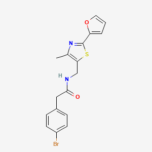molecular formula C17H15BrN2O2S B2494061 2-(4-bromophenyl)-N-((2-(furan-2-yl)-4-methylthiazol-5-yl)methyl)acetamide CAS No. 1421465-66-8