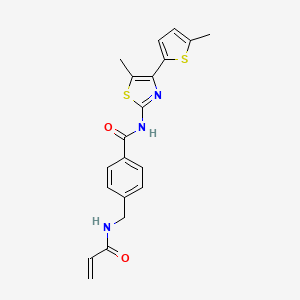 molecular formula C20H19N3O2S2 B2494062 N-[5-methyl-4-(5-methylthiophen-2-yl)-1,3-thiazol-2-yl]-4-[(prop-2-enamido)methyl]benzamide CAS No. 1797061-17-6