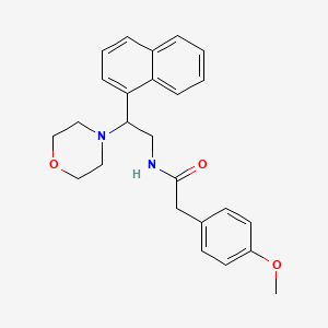 molecular formula C25H28N2O3 B2494064 2-(4-methoxyphenyl)-N-(2-morpholino-2-(naphthalen-1-yl)ethyl)acetamide CAS No. 941975-63-9