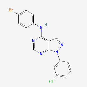 molecular formula C17H11BrClN5 B2494067 N-(4-bromophenyl)-1-(3-chlorophenyl)-1H-pyrazolo[3,4-d]pyrimidin-4-amine CAS No. 890945-76-3