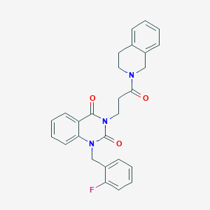 molecular formula C27H24FN3O3 B2494071 3-(3-(3,4-dihydroisoquinolin-2(1H)-yl)-3-oxopropyl)-1-(2-fluorobenzyl)quinazoline-2,4(1H,3H)-dione CAS No. 899920-30-0