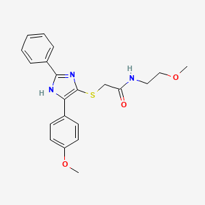 molecular formula C21H23N3O3S B2494077 N-(2-METHOXYETHYL)-2-{[5-(4-METHOXYPHENYL)-2-PHENYL-1H-IMIDAZOL-4-YL]SULFANYL}ACETAMIDE CAS No. 901240-45-7