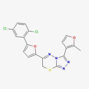 molecular formula C19H12Cl2N4O2S B2494082 6-[5-(2,5-二氯苯基)呋喃-2-基]-3-(2-甲基呋喃-3-基)-7H-[1,2,4]嘧唑并[3,4-b][1,3,4]噻二嗪 CAS No. 881428-70-2