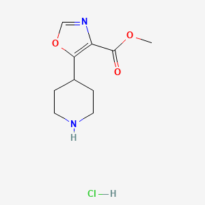 molecular formula C10H15ClN2O3 B2494086 Methyl 5-piperidin-4-yl-1,3-oxazole-4-carboxylate;hydrochloride CAS No. 2174008-22-9