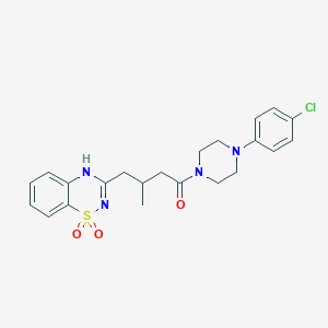 molecular formula C22H25ClN4O3S B2494090 3-{4-[4-(4-chlorophenyl)piperazin-1-yl]-2-methyl-4-oxobutyl}-2H-1,2,4-benzothiadiazine 1,1-dioxide CAS No. 1185025-60-8